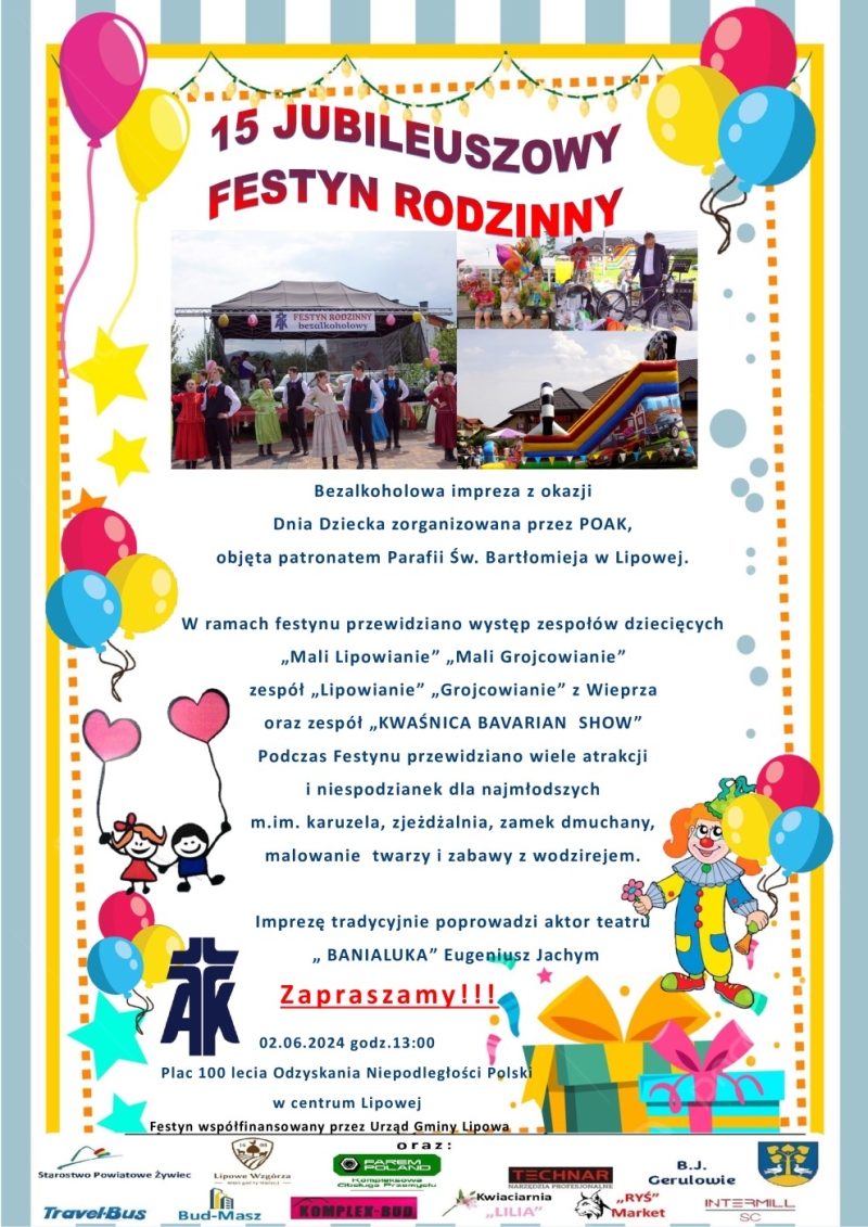 Jubileuszowy Festyn Rodzinny w najbliższą niedzielę w Lipowej!