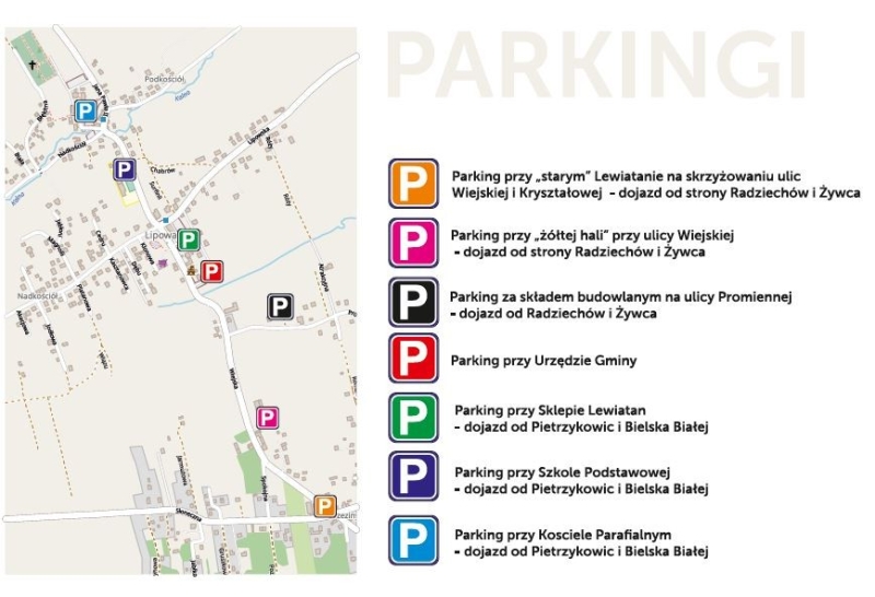 Miejsca parkingowe na Dni Gminy Lipowa