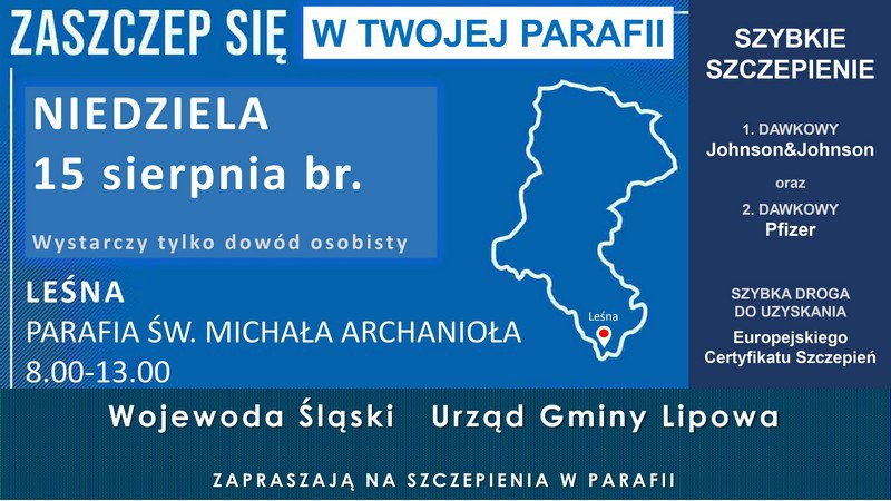 Już 15 sierpnia akcja #SzczepimySię w parafiach. U nas w Leśnej